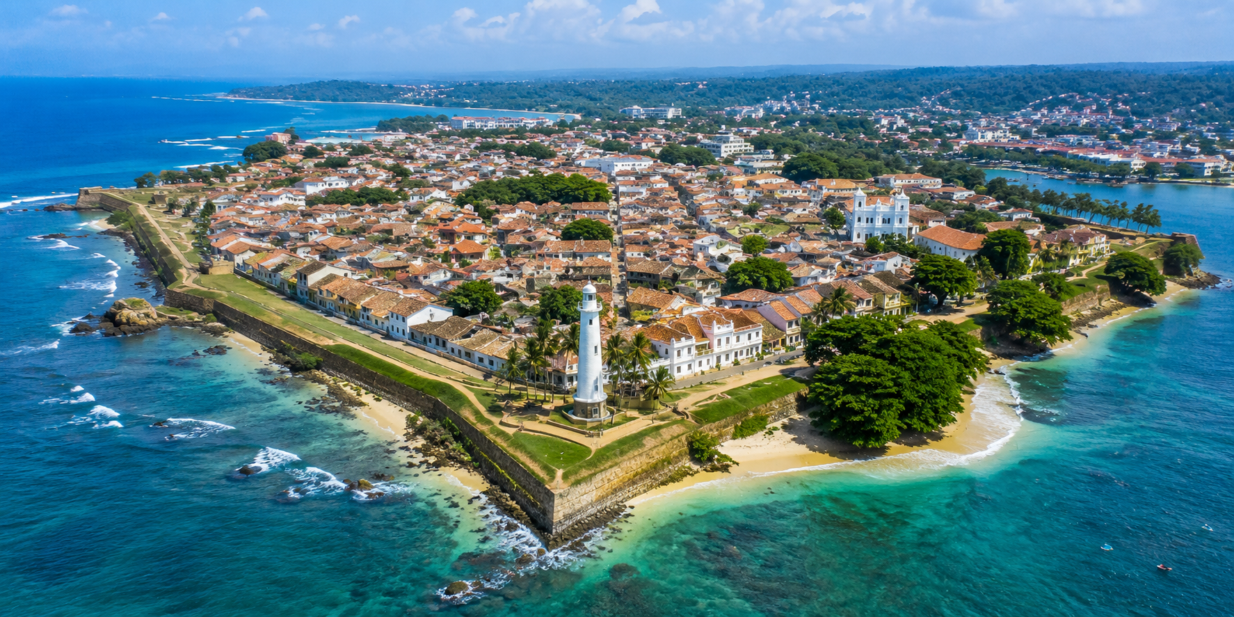 Aerial view of Galle Fort, a UNESCO World Heritage Site in Sri Lanka